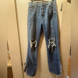 Hidden Destroyed Split Hem Jeans